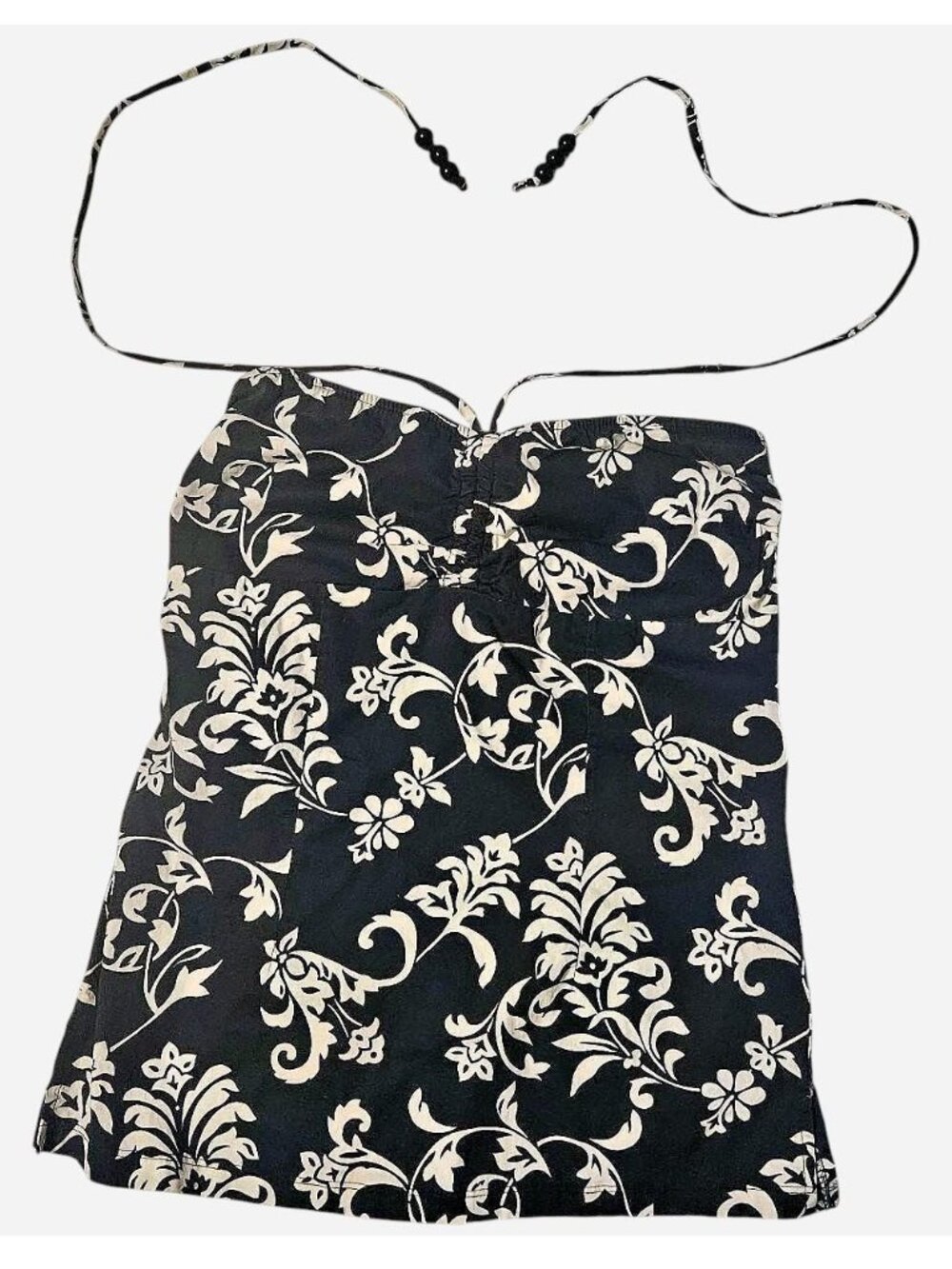 Vintage Y2K Halter Floral Black White Size Large